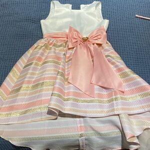 Rare Editions Pink and Gold Striped Formal Dress